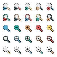 Filled outline icons for Magnifier. vector