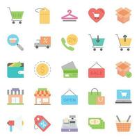 Flat color icons for Shopping and e-Commerce. vector