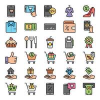 Filled outline icons for Shopping and e-Commerce. vector