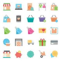 Flat color icons for Shopping and e-Commerce. vector