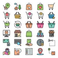 Filled outline icons for Shopping and e-Commerce. vector