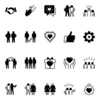 Glyph icons for Love and friendship vector