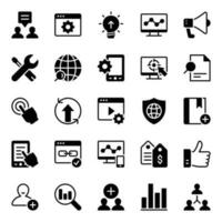 Glyph icons for Search engine optimization. vector