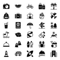 Glyph icons for Summer. vector