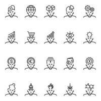 Outline icons for Thinking mind. vector