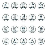 Circle glyph icons for Thinking mind. vector