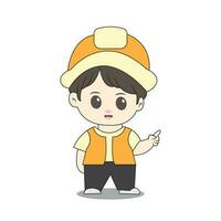 chibi character of a building architect vector