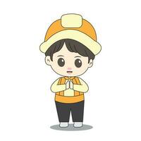 chibi character of a building architect vector