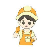 chibi character of a building architect vector