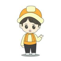 chibi character of a building architect vector