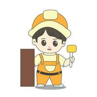 chibi character of a building architect vector