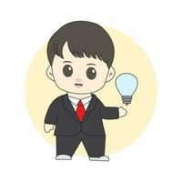 chibi boy business mascot for logo vector