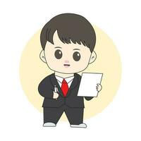 chibi boy business mascot for logo vector