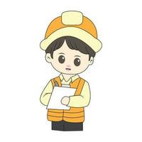 chibi character of a building architect vector