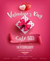 Valentine's Day Sale Poster or banner with sweet gift,sweet heart and lovely items on pink background.Promotion and shopping template or background for Love and Valentine's day concept.Vector vector