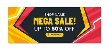 Shopping sale horizontal banner template flat design vector