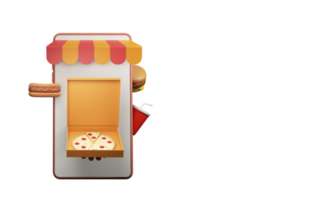 3d geven van online snel voedsel bestellen door smartphone. png