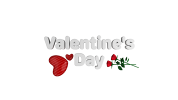 3D Render of Valentine's Day Text With Roses, Heart Shapes. png