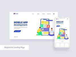 Responsive Landing Pages with Web and Mobile Presentation. vector