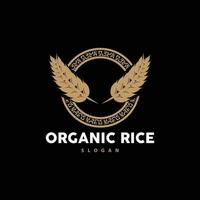 Wheat Rice Logo, Agricultural Organic Plant Vector, Golden Bread Material Luxury Design, Retro Vintage Theme Design vector