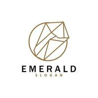Emerald Logo, Gemstone Vector, Luxurious Premium Vintage Retro Elegant Design, Diamond Jewelry Icon, Symbol Illustration vector