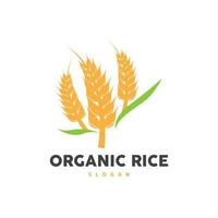 Wheat Rice Logo, Agricultural Organic Plant Vector, Golden Bread Material Luxury Design, Retro Vintage Theme Design vector