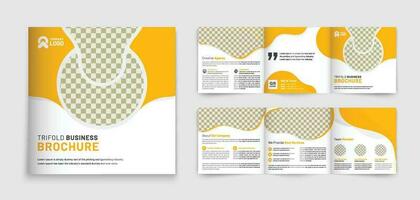 Creative square trifold brochure design with modern shapes vector