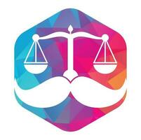 Strong law vector logo design concept. Scale and mustache icon vector design.