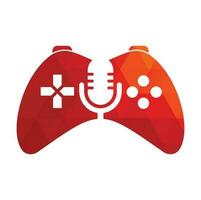 Gamepad and podcast logo design template. vector