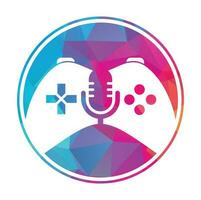 Gamepad and podcast logo design template. vector