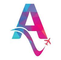 Letter A Air Travel Logo Design Template. A letter travel logo design icon vector. vector