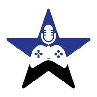 Game podcast and star shape concept logo design. vector