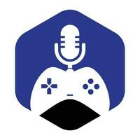 Gamepad and podcast logo design template. vector