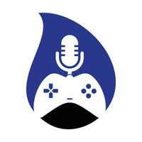 Game podcast and drop shape concept logo design. vector