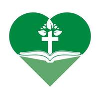 diseño del logotipo del árbol cruzado de la biblia. diseño de plantilla de vector de cruz de árbol de iglesia cristiana.