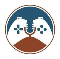 Gamepad and podcast logo design template. vector