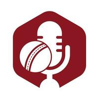 Cricket Podcast logo design template. Microphone and cricket ball logo concept design. vector