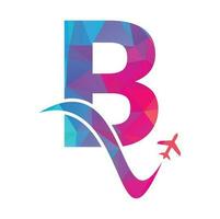 Letter B Air Travel Logo Design Template. B letter and plane logo design icon vector.. vector