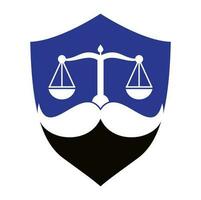 Strong law vector logo design concept. Scale and mustache icon vector design.