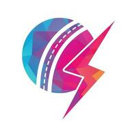 Cricket Ball thunder vector logo design. Cricket club vector logo with lightning bolt design.