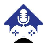 Game podcast and home shape concept logo design. vector