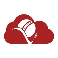 Cricket travel cloud shape vector logo design.