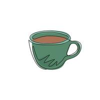 dibujo de una línea continua taza de café icono plano símbolo del logotipo. idea para publicidad de bebidas de café, tarjeta de visita, marca e identidad corporativa. ilustración gráfica de vector de diseño de dibujo de una sola línea