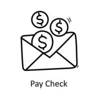 Pay Check  vector outline Icon Design illustration. Business Symbol on White background EPS 10 File