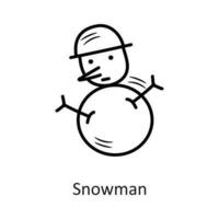 Snowman vector outline Icon Design illustration. New Year Symbol on White background EPS 10 File