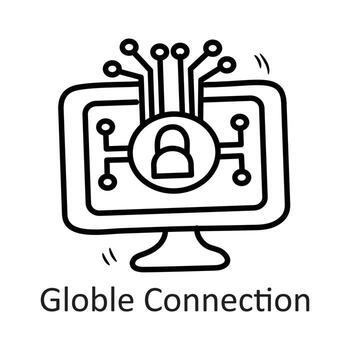 global Connection vector outline Icon Design illustration. Security Symbol on White background EPS 10 File
