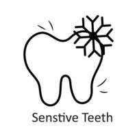 sensible dientes vector contorno icono diseño ilustración. dentista símbolo en blanco antecedentes eps 10 archivo