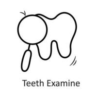 dientes examinar vector contorno icono diseño ilustración. dentista símbolo en blanco antecedentes eps 10 archivo