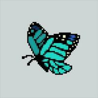 pixel art butterfly. Butterfly insect pixelated design for logo, web, mobile app, badges and patches. Video game sprite. 8-bit. Isolated vector illustration.