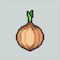 pixel art garlic onion. Onion Garlic vegetables pixelated design for logo, web, mobile app, badges and patches. Video game sprite. 8-bit. Isolated vector illustration.